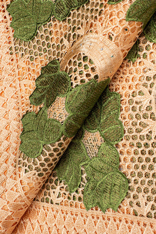GPR088-CHP - Guipure Lace - Champagne Peach & Army Green
