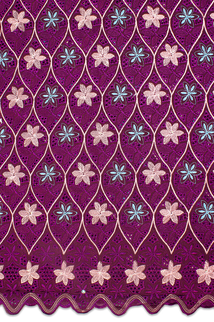 IRE588-PLM - Voile Lace - Plum, Onion Pink & Turquoise