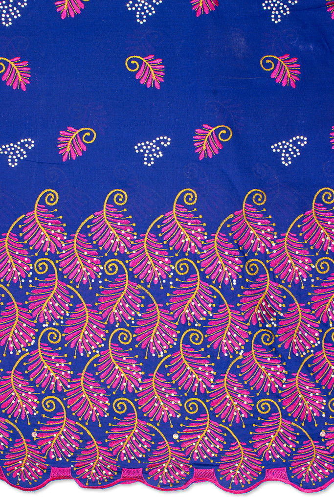 IRE593-RBL - Voile Lace - Royal Blue, Fuchsia & Gold