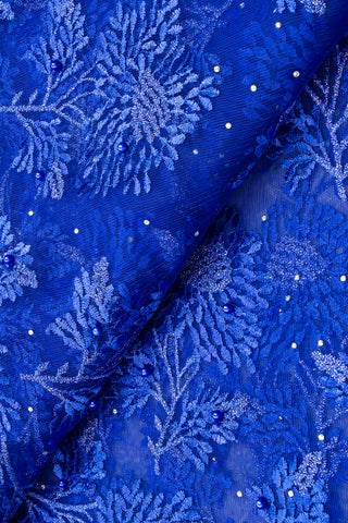 LFR236-RBL - French Lace with Beads - Royal Blue