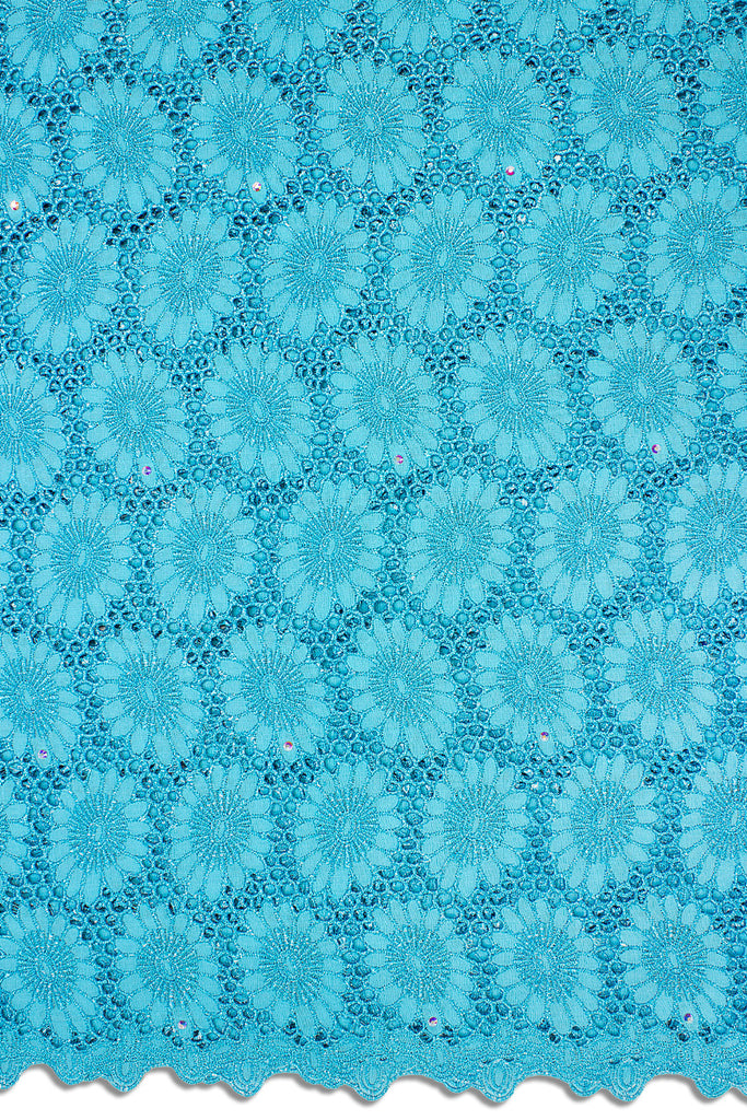 OCL177-TQB - Big Voile Lace, Made In Austria - Turquoise Blue