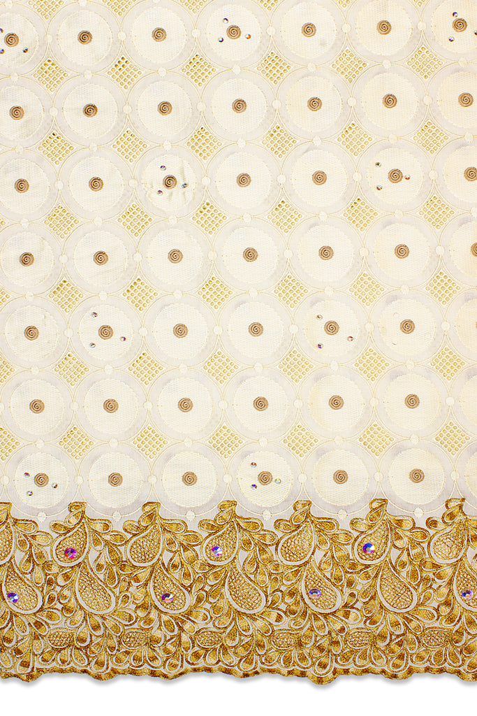 PSL048-IVO - Premier Swiss Voile Lace - Ivory, Brown & Bronze