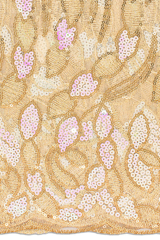 SQL057-GLD - Sequined French Lace - Champagne Gold