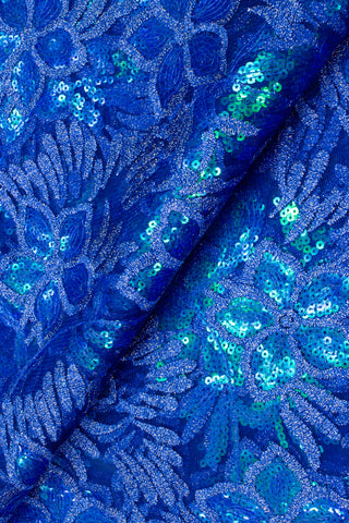 SQL061-RYB - Sequined French Lace - Royal Blue