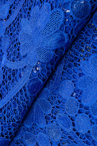 GPR079-RBL - Sequined Guipure Lace - Royal Blue