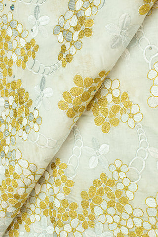 IRE557-WGD - Voile Lace - White & Gold