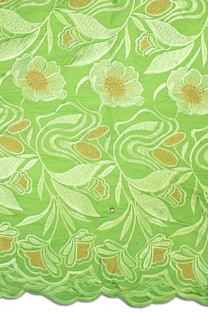 IRE565-LMG - Voile Lace - Lime Green & Gold