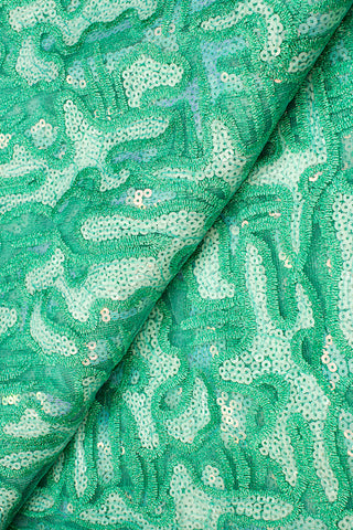 SQL047-MNT - Sequined French Lace - Mint Green