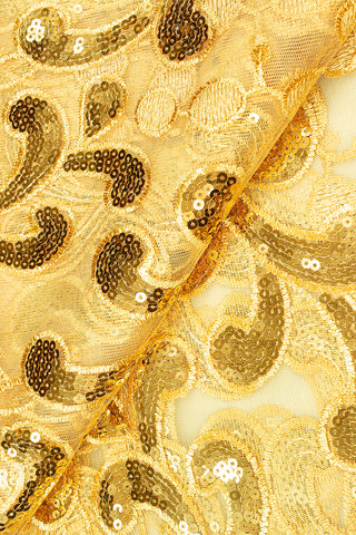 SQL052-GLD - Sequined French Lace - Gold