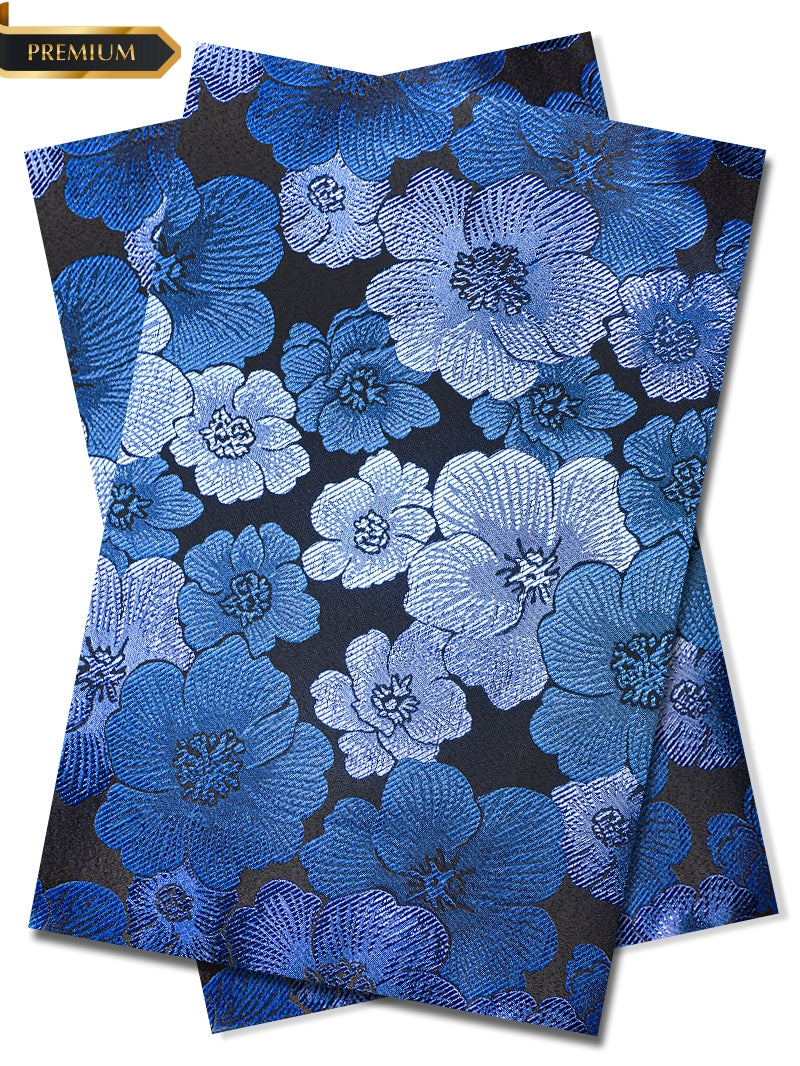 DGI010-BLU - Premium Damask Gele & Ipele (2pc set) - Red & Blue