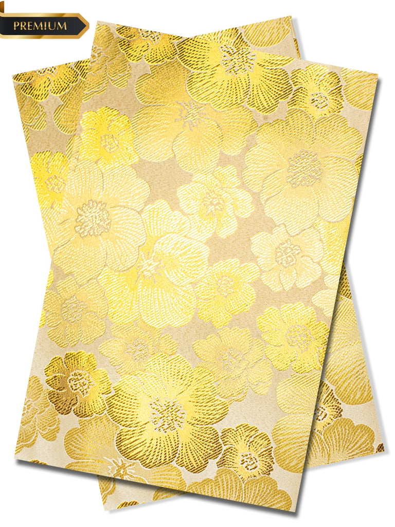 DGI010-CRM - Premium Damask Gele & Ipele (2pc set) - Cream & Gold