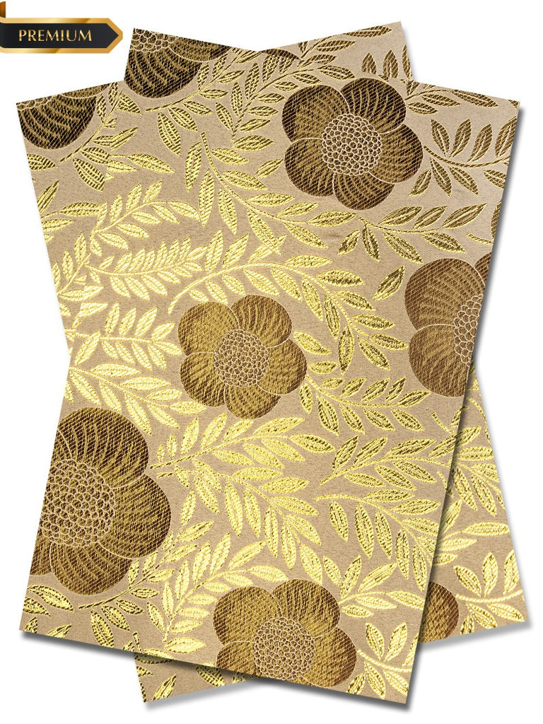 DGI011-BGC - Premium Damask Gele & Ipele (2pc set) - Beige, Chocolate & Gold