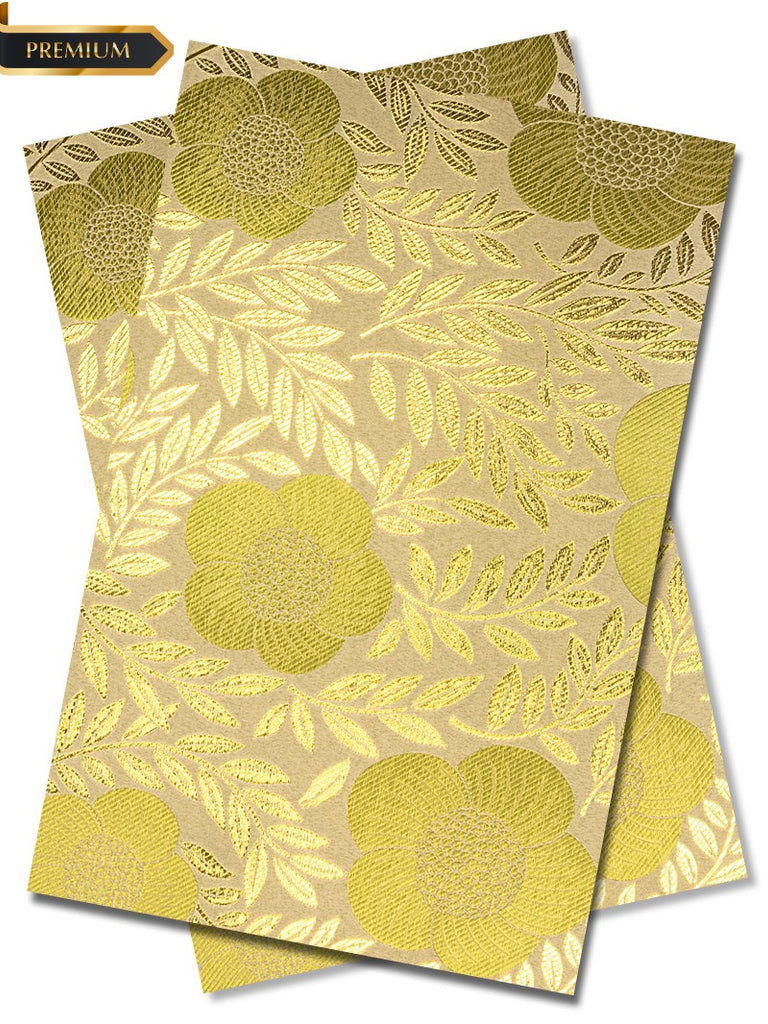DGI011-CLM - Premium Damask Gele & Ipele (2pc set) - Cream, Lime Green & Gold