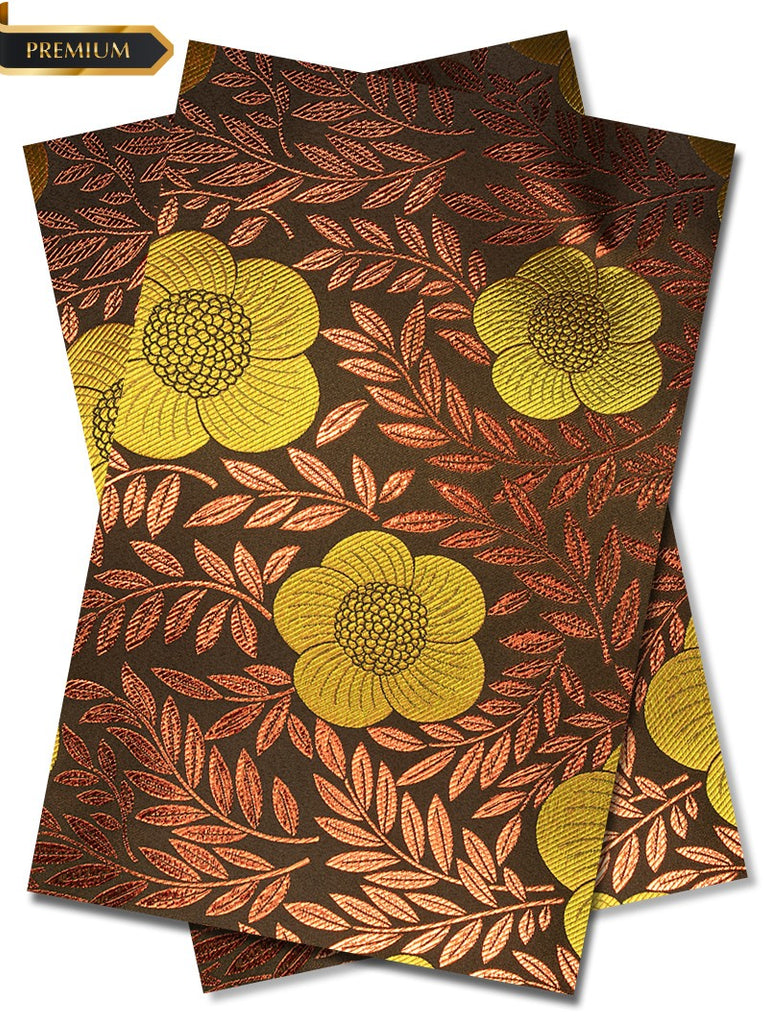 DGI011-KRD - Premium Damask Gele & Ipele (2pc set) - Black, Red & Antique Gold