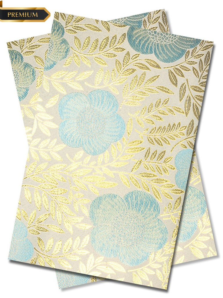 DGI011-LBA - Premium Damask Gele & Ipele (2pc set) - Light Blue, Gold & Aqua