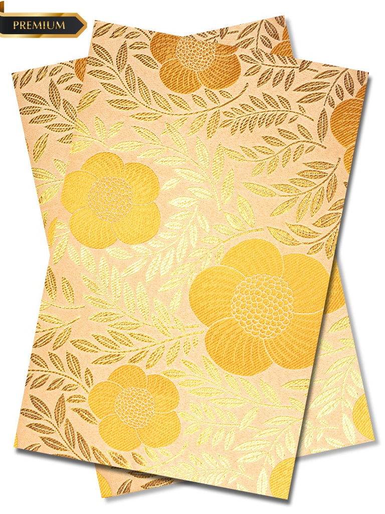 DGI011-PCH - Premium Damask Gele & Ipele (2pc set) - Pale Peach, Rose Gold & Marigold