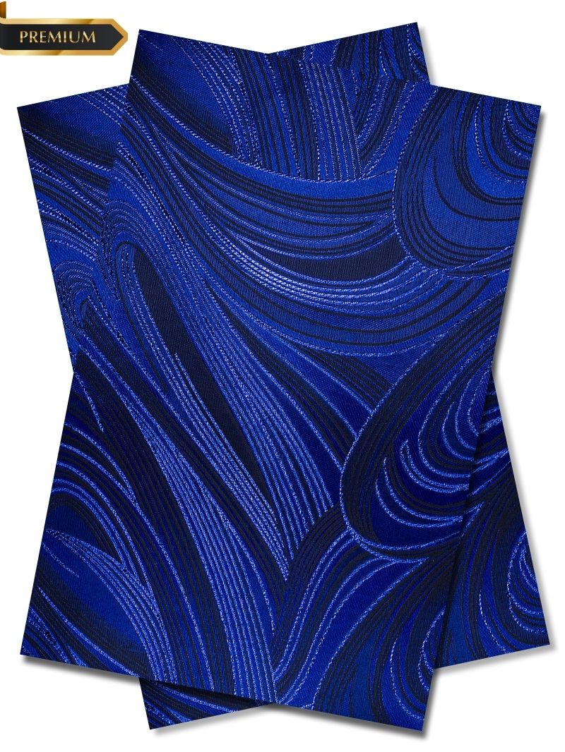 DGI013-DBL - Premium Damask Gele & Ipele (2pc set) - Deep Blue