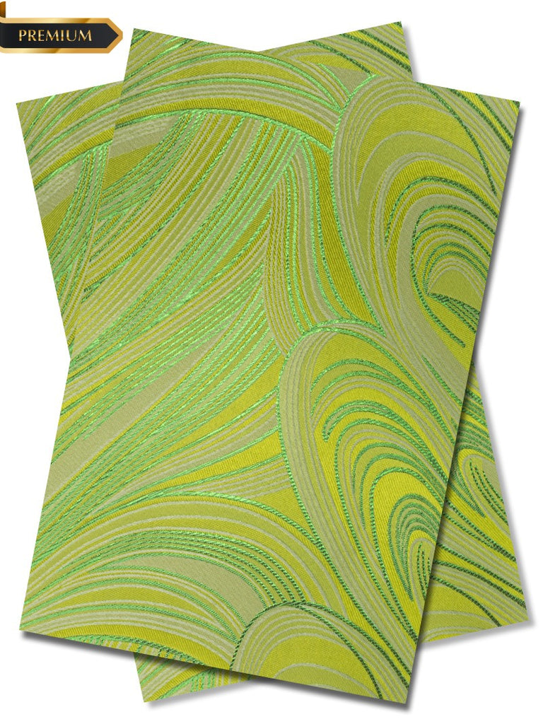DGI013-GRN - Premium Damask Gele & Ipele (2pc set) - Green & Gold