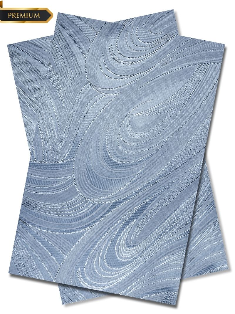DGI013-ICE - Premium Damask Gele & Ipele (2pc set) - Ice Blue