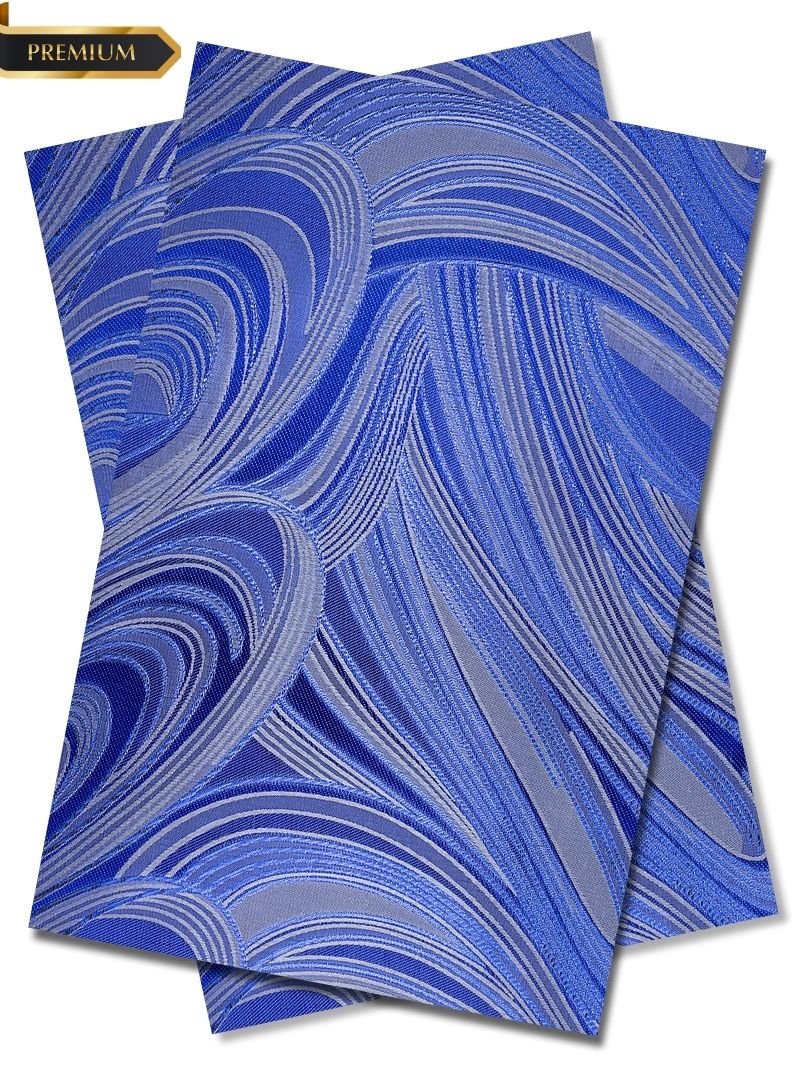 DGI013-MBL - Premium Damask Gele & Ipele (2pc set) - Medium Blue