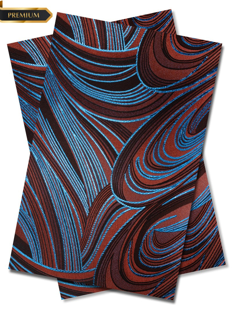 DGI013-WNT - Premium Damask Gele & Ipele (2pc set) - Wine & Turquoise Blue