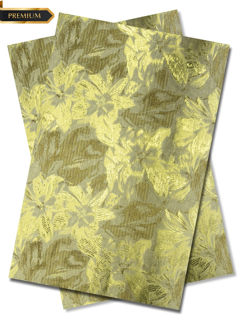 DGI014-BGD - Premium Damask Gele & Ipele (2pc set) - Beige & Gold