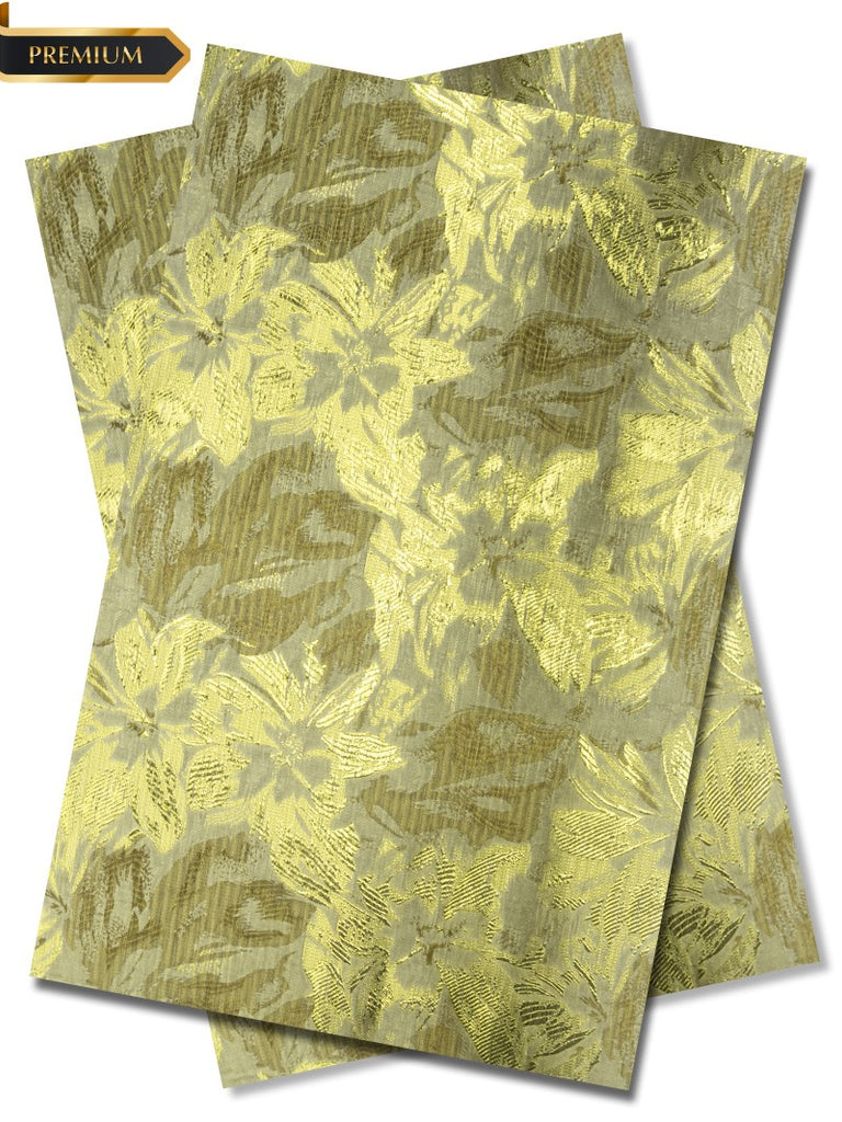 DGI014-BGD - Premium Damask Gele & Ipele (2pc set) - Beige & Gold