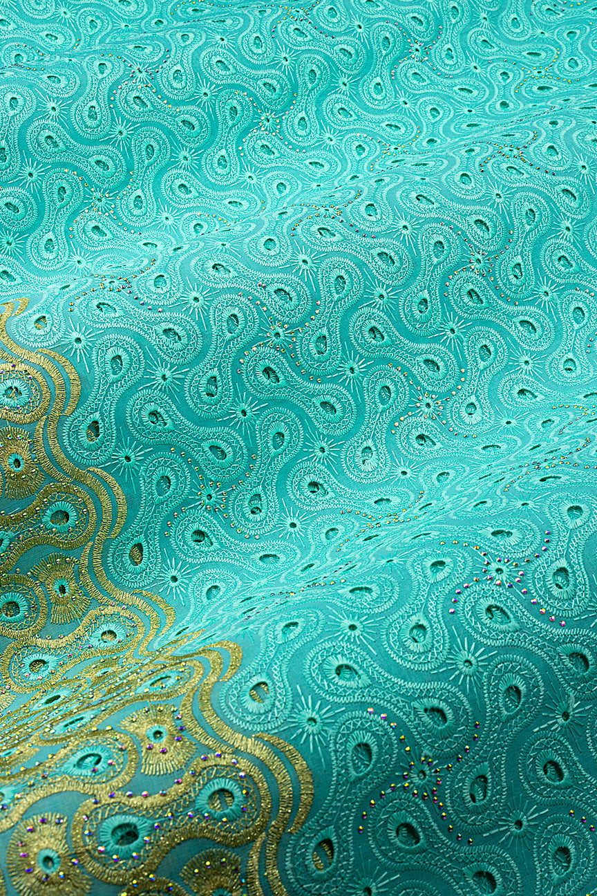 DRL026-AQG - Dry Lace - Aqua Green & Gold