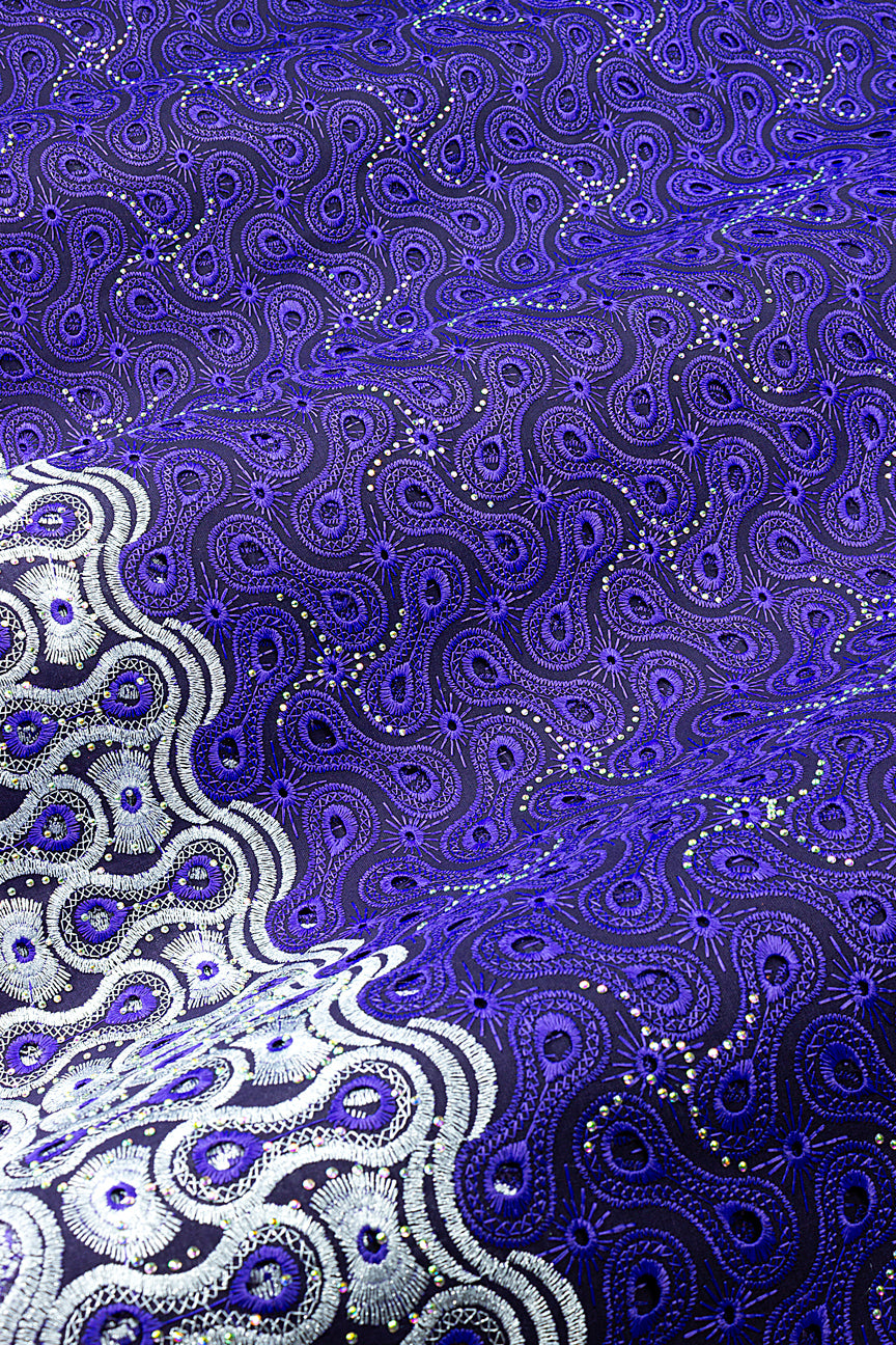 DRL026-PUR - Dry Lace - Deep Purple & Silver