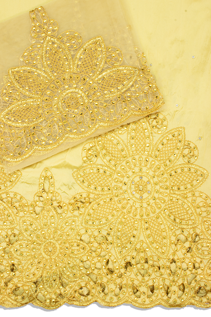 GBL021-CHG - 2pc set, Hand Cut George Lace & Blouse Net Fabric - Champagne Gold