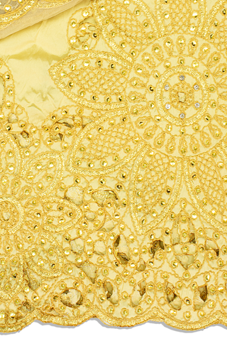 GBL021-CHG - 2pc set, Hand Cut George Lace & Blouse Net Fabric - Champagne Gold