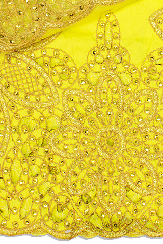 GBL021-LEM - 2pc set, Hand Cut George Lace & Blouse Net Fabric - Lemon