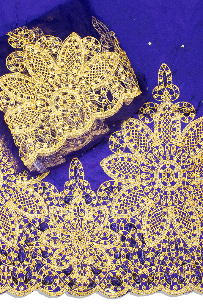 GBL021-PUR - 2pc set, Hand Cut George Lace & Blouse Net Fabric - Purple