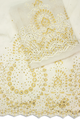 GBL022-WGD - 2pc set, Hand Cut George Lace & Blouse Net Fabric - White & Gold