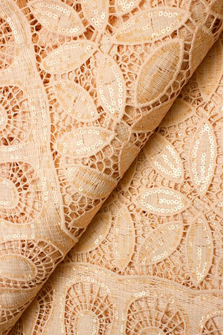 GPR073-BGE - Sequined Guipure Lace - Beige