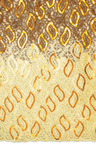 GPR086-BRZ - Sequined Guipure Lace - Bronze & Light Gold