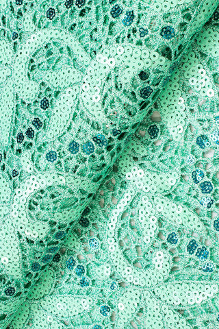 GPR087-MNT - Sequined Guipure Lace - Light Mint
