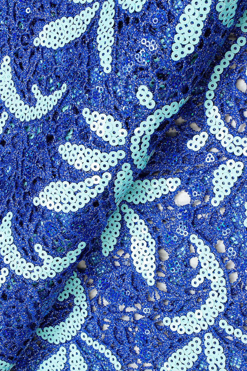 GPR087-RBL - Sequined Guipure Lace - Royal Blue & Aqua