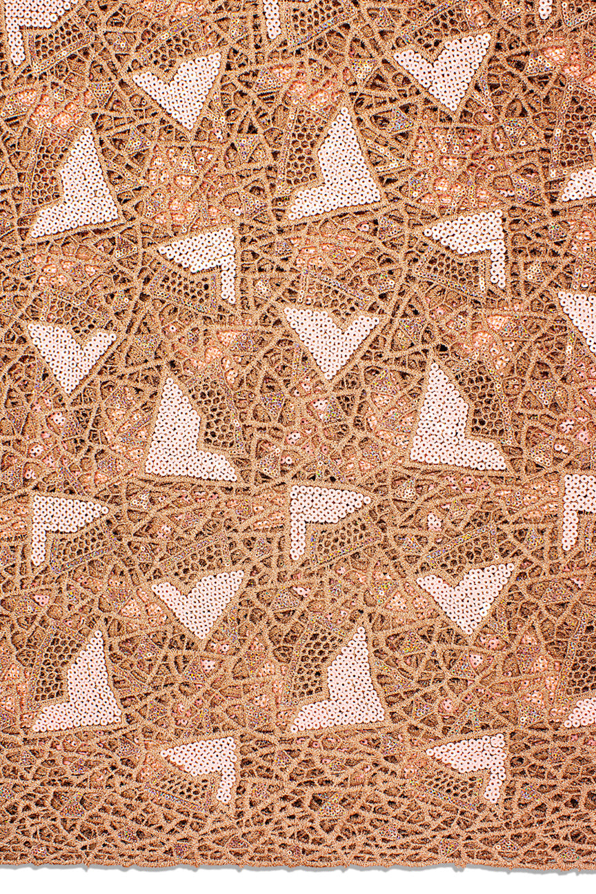 GPR089-PCH - Sequined Guipure Lace - Peach