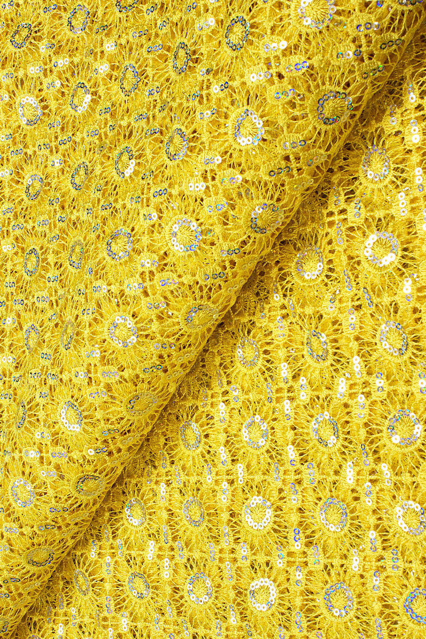 GPR094-YEL - Sequined Guipure Lace - Yellow