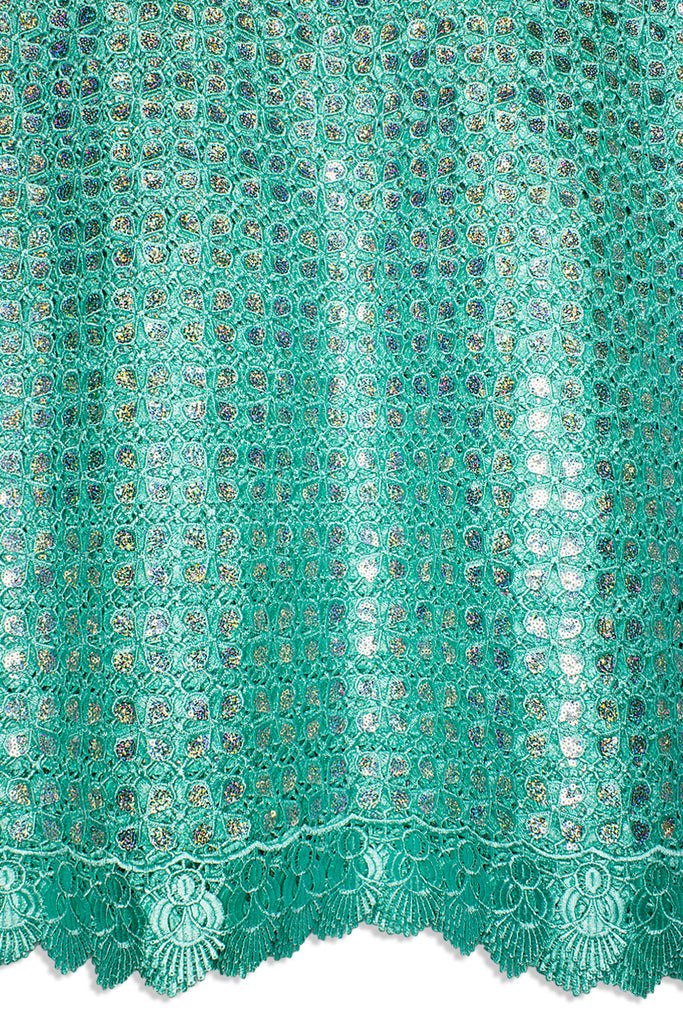 GPR099-AQU - Sequined Guipure Lace - Aqua