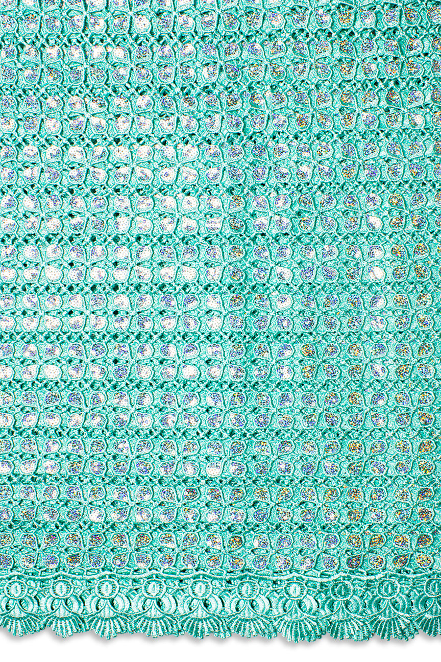 GPR099-AQU - Sequined Guipure Lace - Aqua