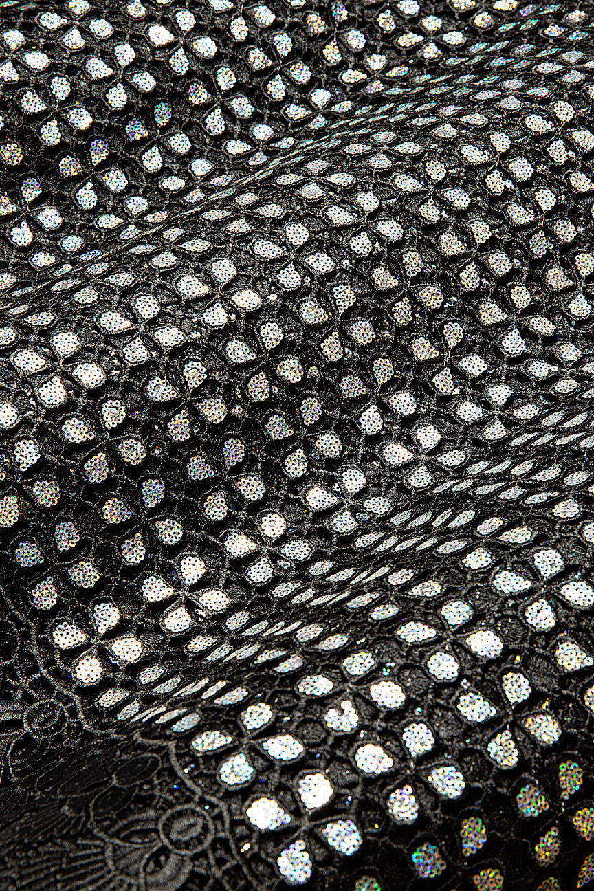 GPR099-BLK - Sequined Guipure Lace - Black