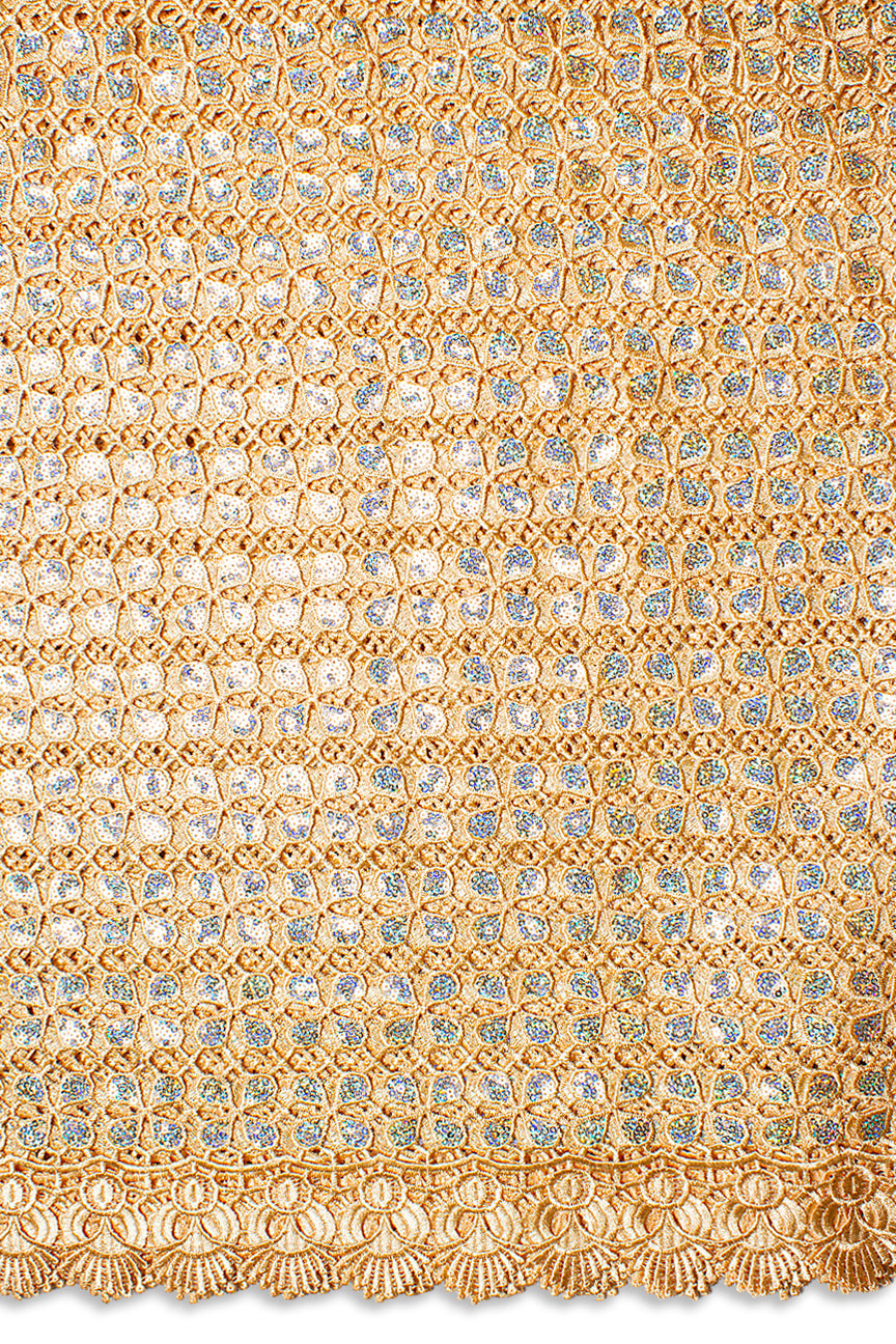 GPR099-CHM - Sequined Guipure Lace - Champagne