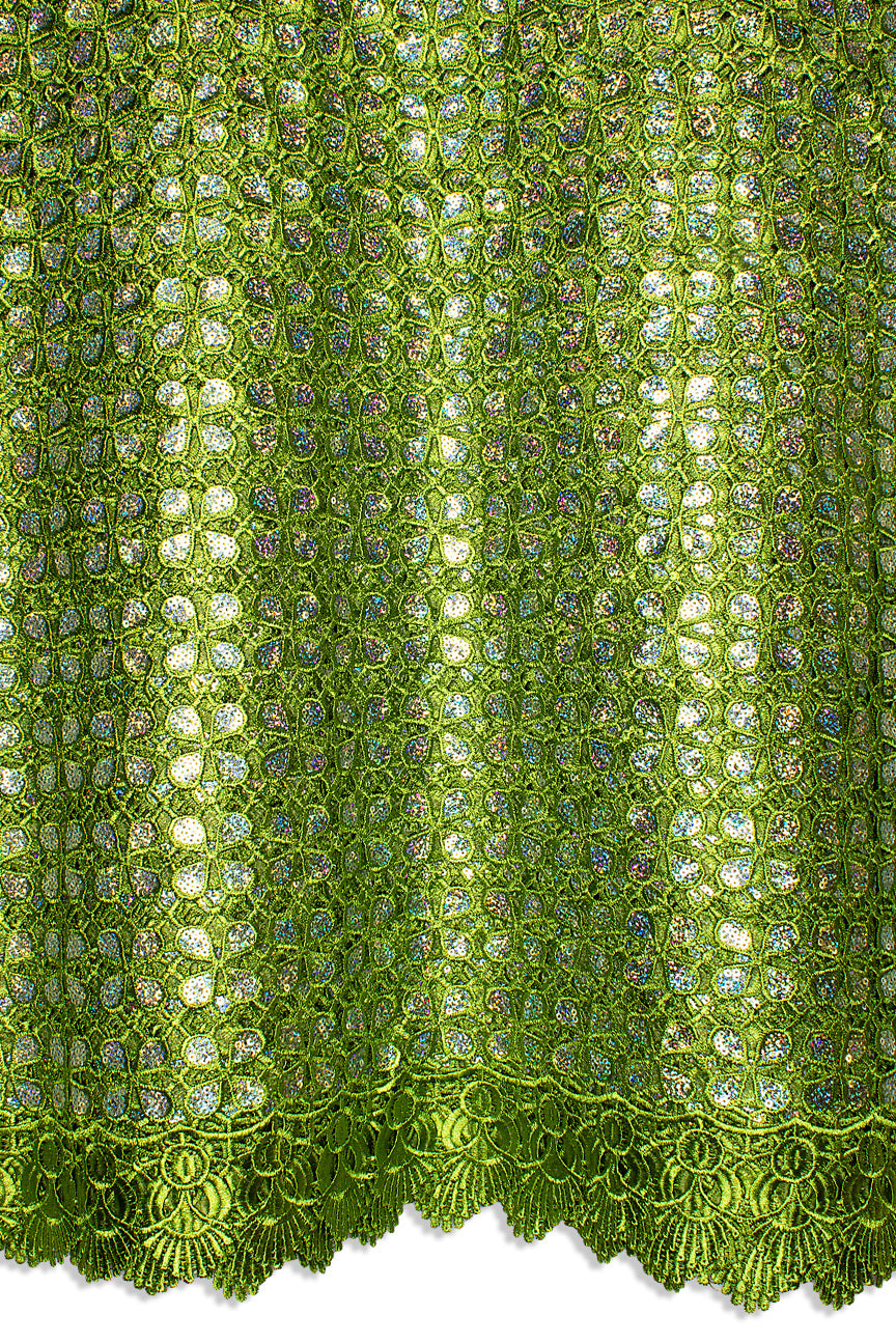 GPR099-OLV - Sequined Guipure Lace - Olive Green