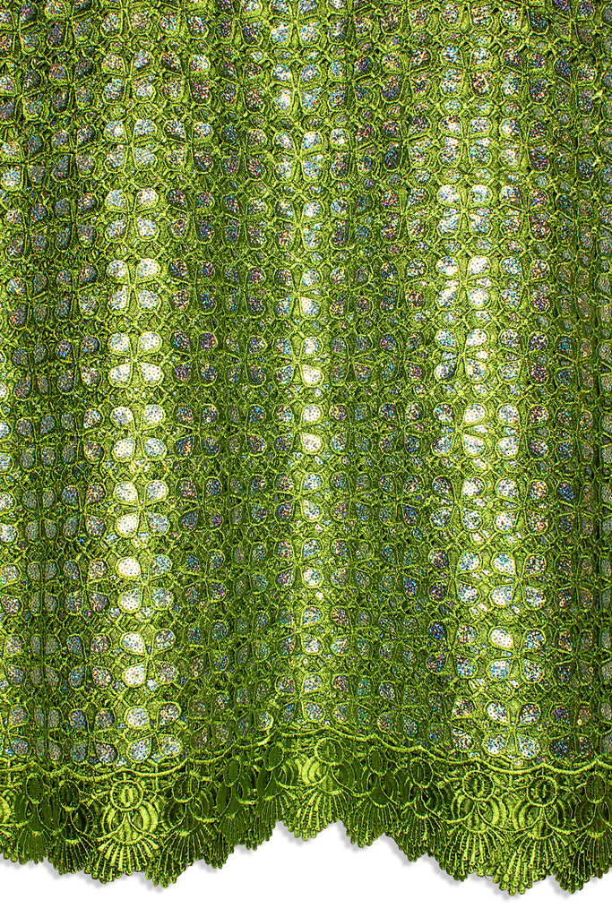 GPR099-OLV - Sequined Guipure Lace - Olive Green