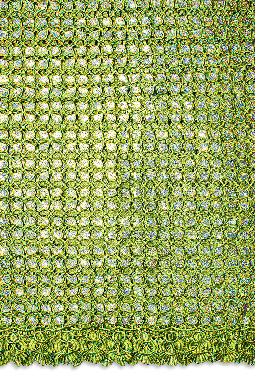 GPR099-OLV - Sequined Guipure Lace - Olive Green