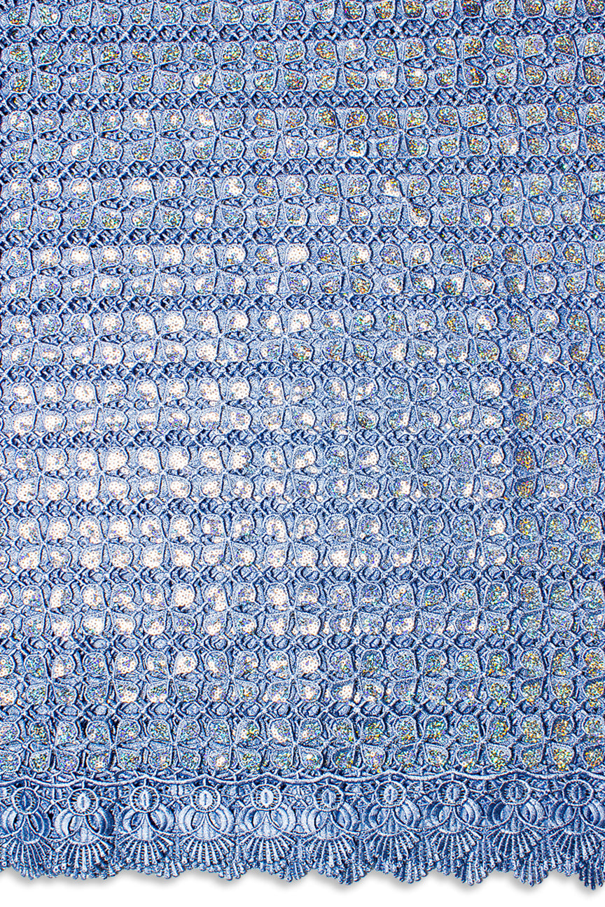GPR099-SKB - Sequined Guipure Lace - Sky Blue