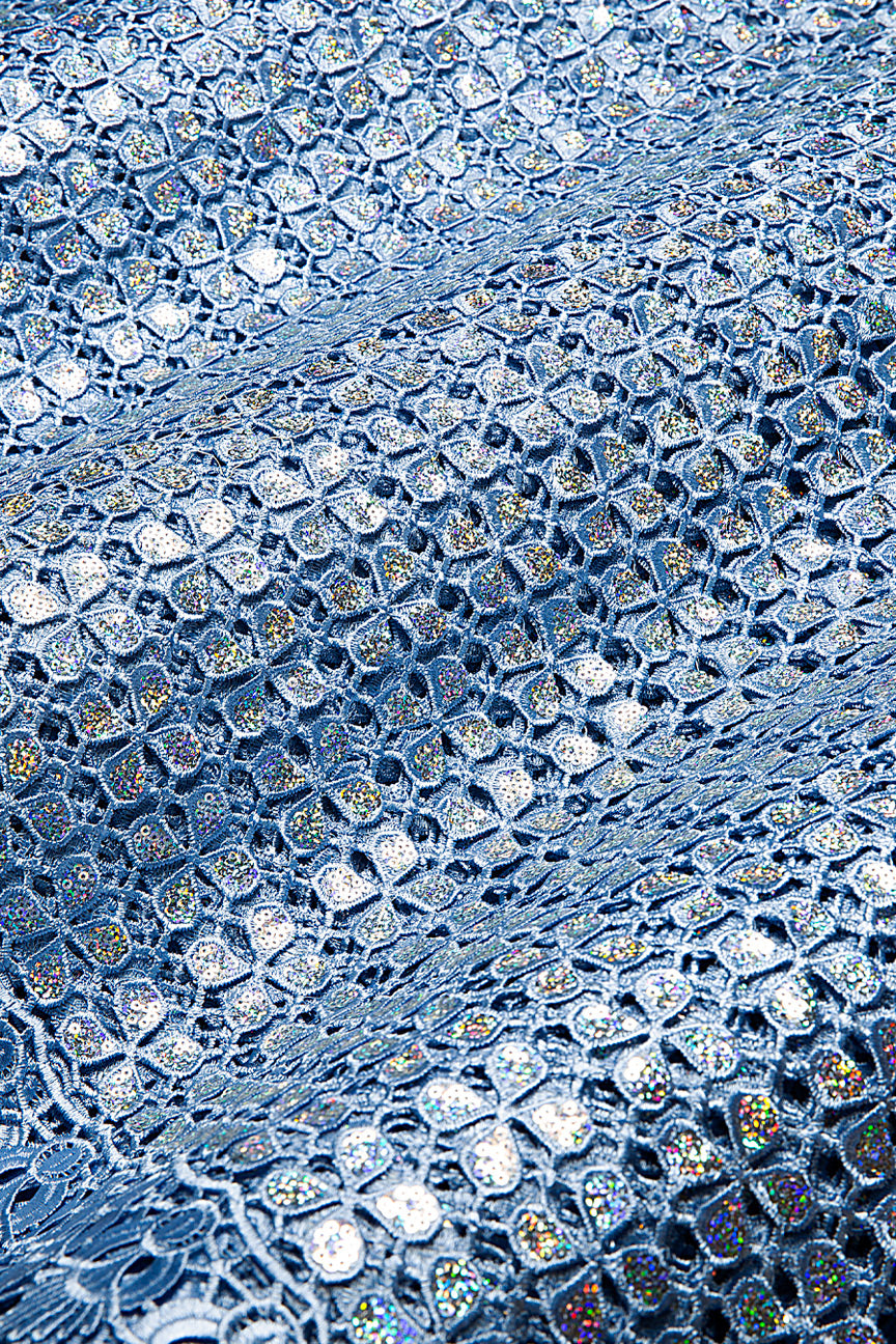 GPR099-SKB - Sequined Guipure Lace - Sky Blue