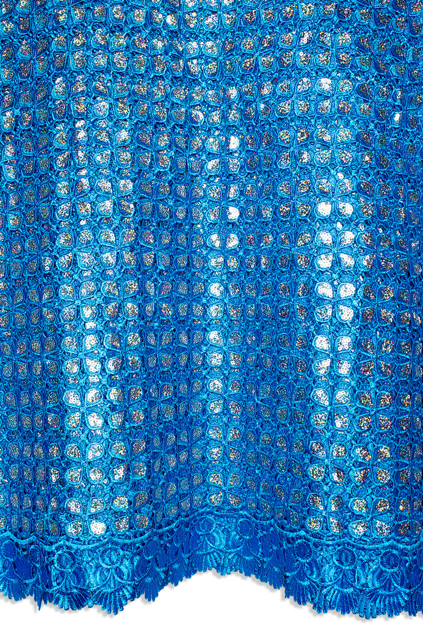 GPR099-TQB - Sequined Guipure Lace - Turquoise Blue